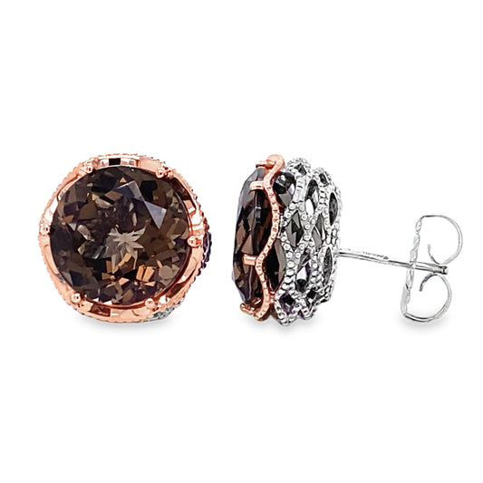 Oversized Chocolate Quartz Studs