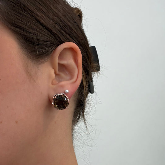 Oversized Chocolate Quartz Studs