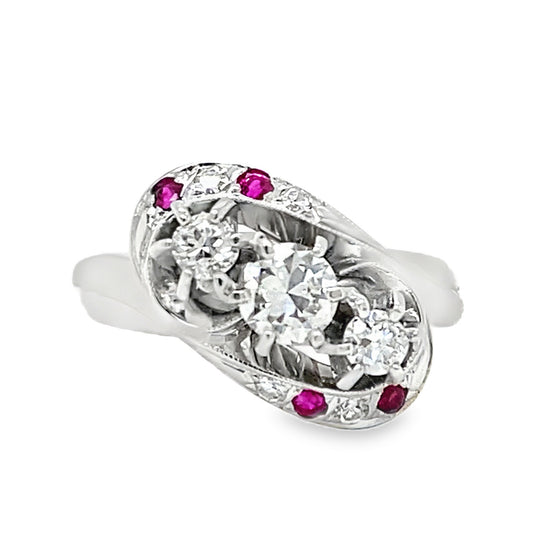 Three Stone Diamond & Ruby Ring