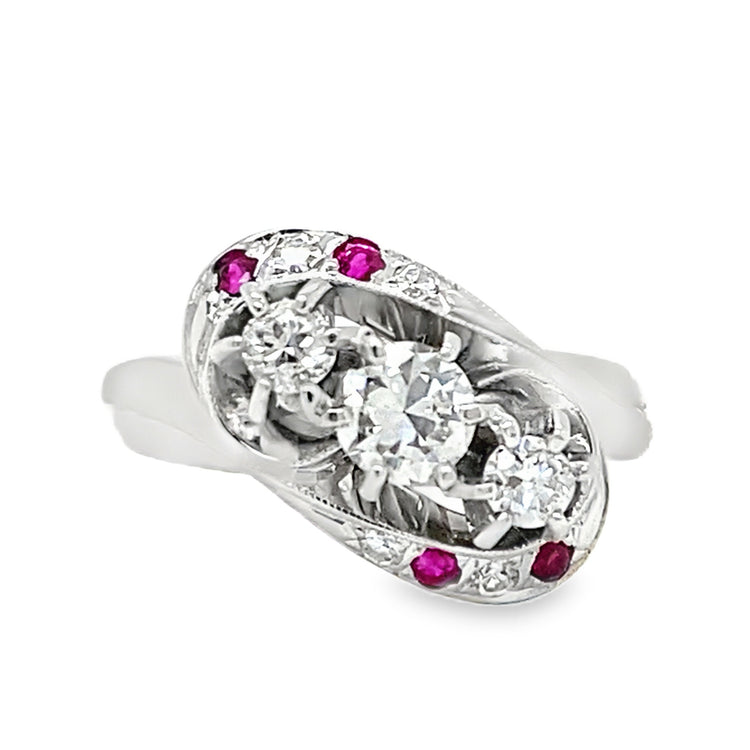 Three Stone Diamond & Ruby Ring