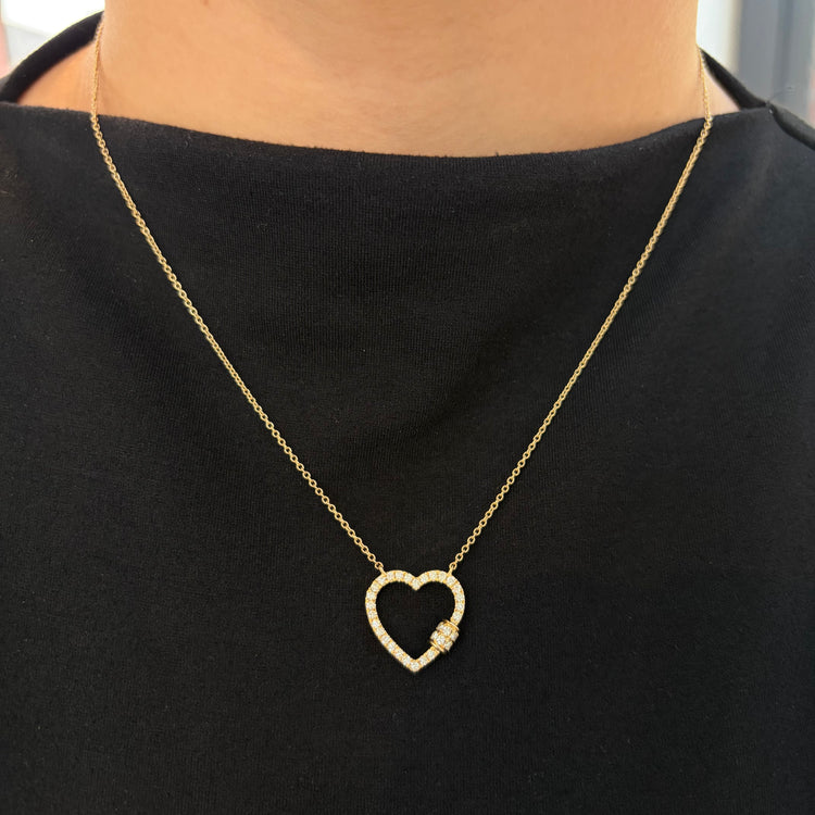 18 Inch Diamond Station Heart Necklace