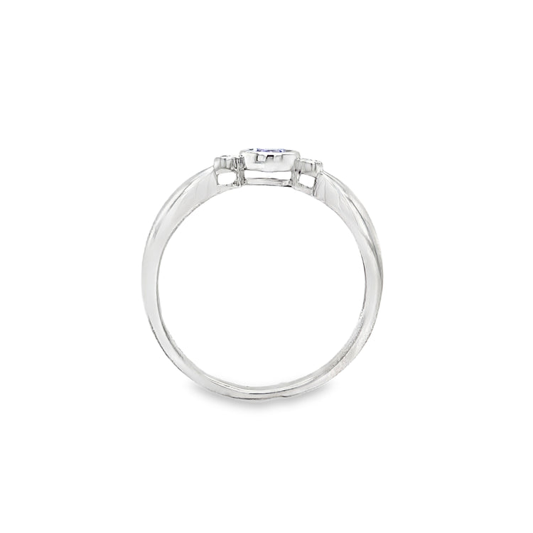 Tanzanite & Diamond Bezel Set Ring