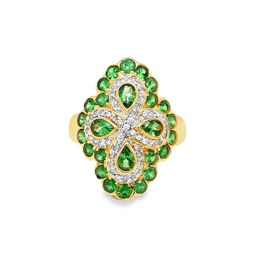 Tsavorite & Diamond Ring