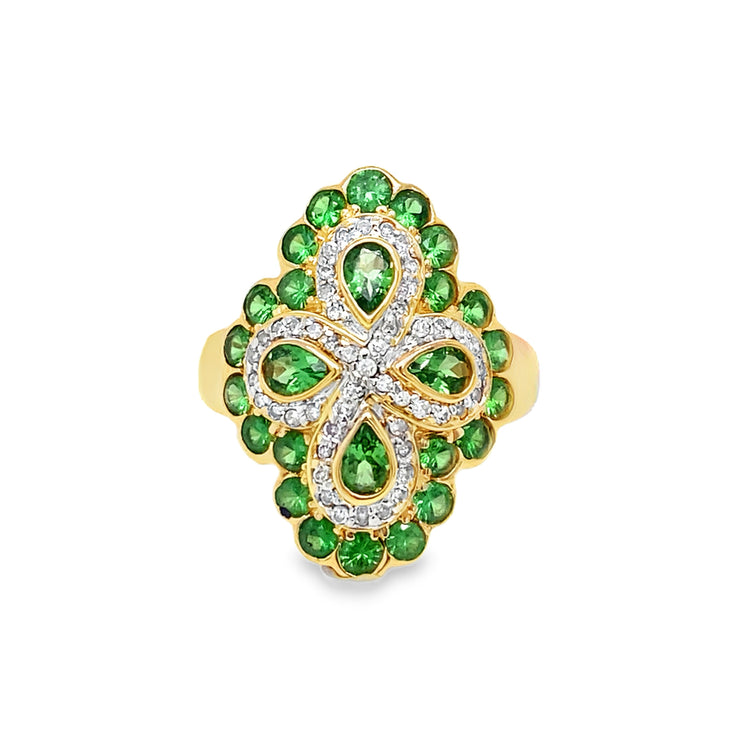 Tsavorite & Diamond Ring