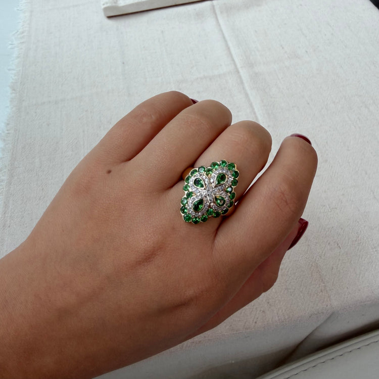 Tsavorite & Diamond Ring