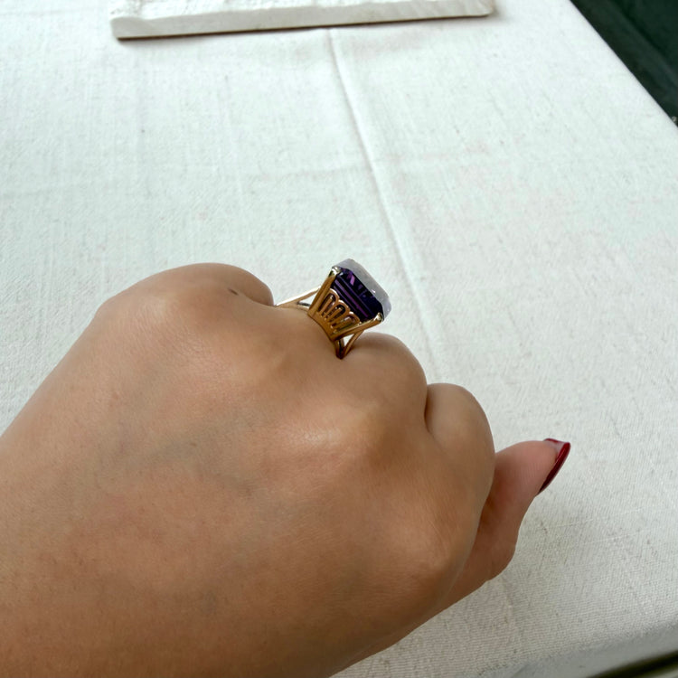 Oversized Statement Amethyst Ring