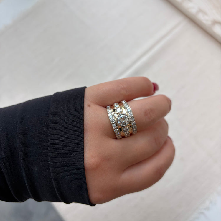 Multi Row Bezel & Pave Set Ring