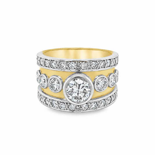 Multi Row Bezel & Pave Set Ring