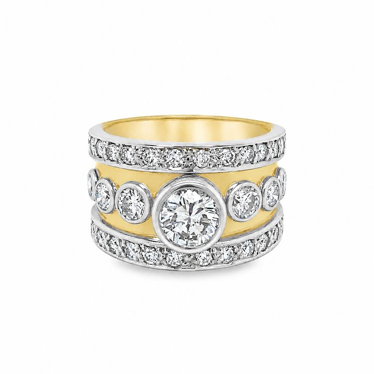 Multi Row Bezel & Pave Set Ring