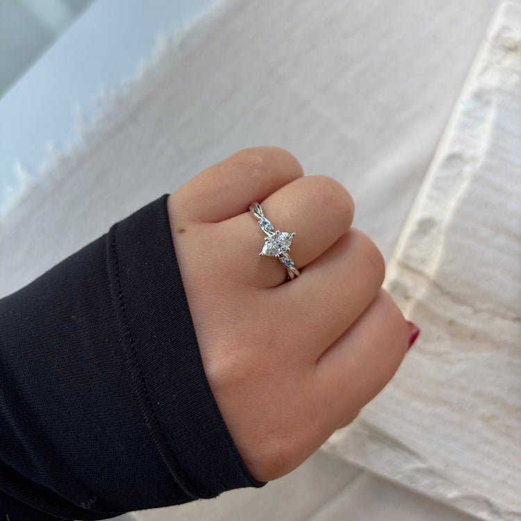 Diamond & Topaz Engagement Ring