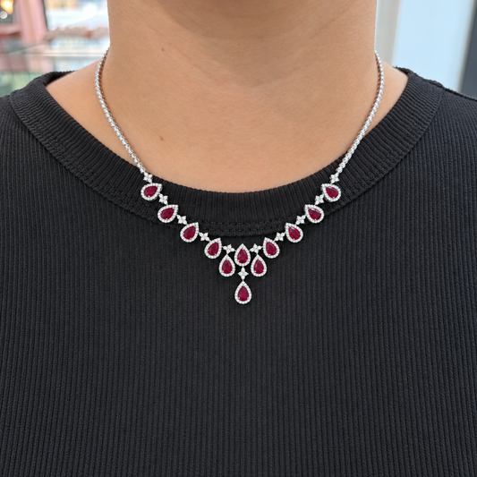 18K Ruby & Diamond Necklace
