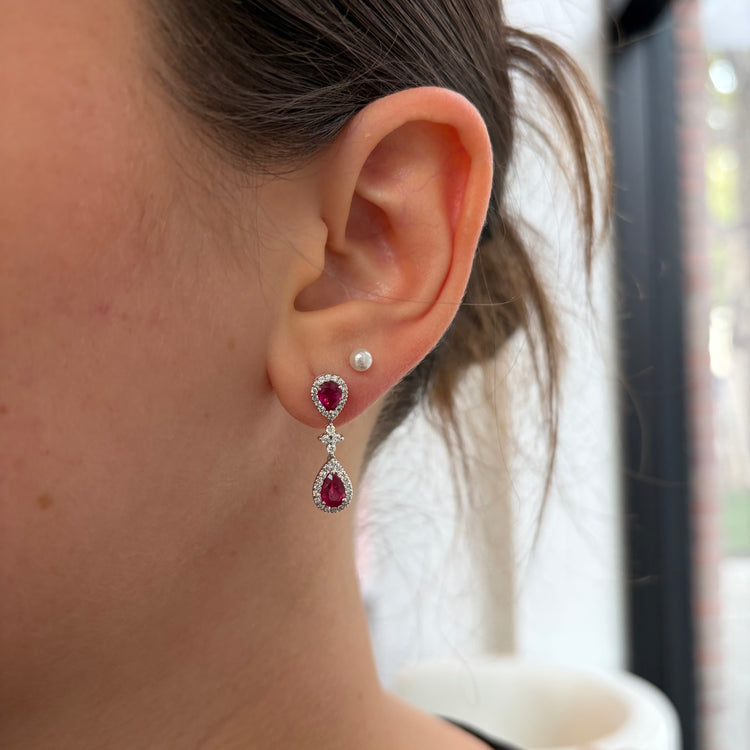 Ruby & Diamond Drop Earrings