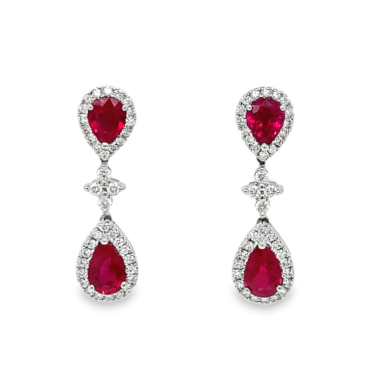 Ruby & Diamond Drop Earrings