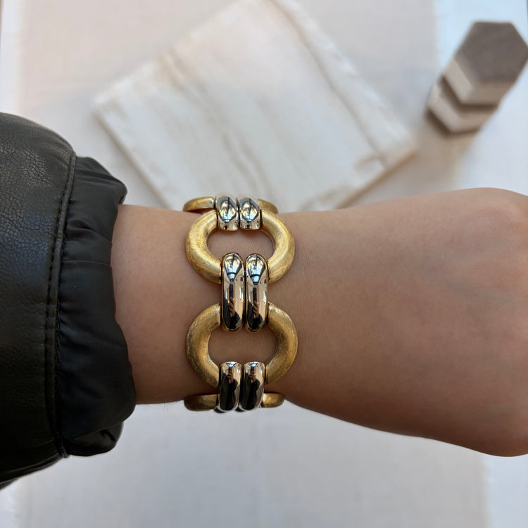 18K Yellow & White Gold Statement Bracelet