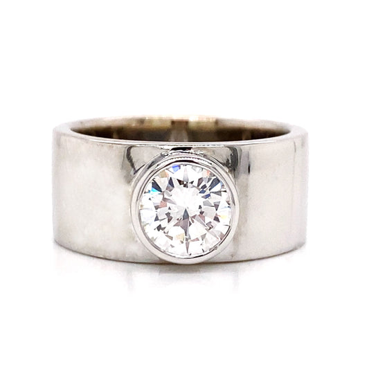 Wide Bezel Diamond Solitaire Ring