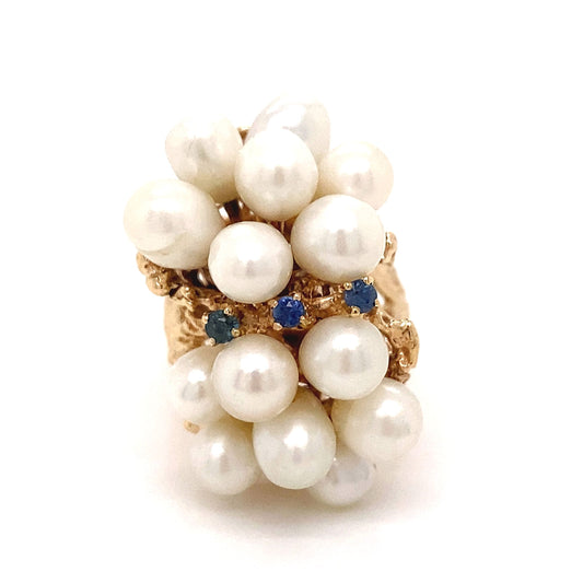 Pearl & Sapphire Cocktail Ring