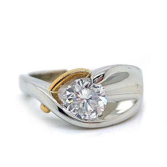 Two Tone Diamond Solitaire Ring