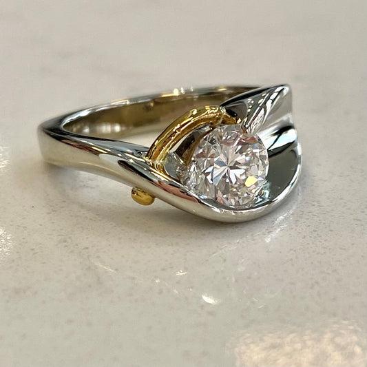 Two Tone Diamond Solitaire Ring
