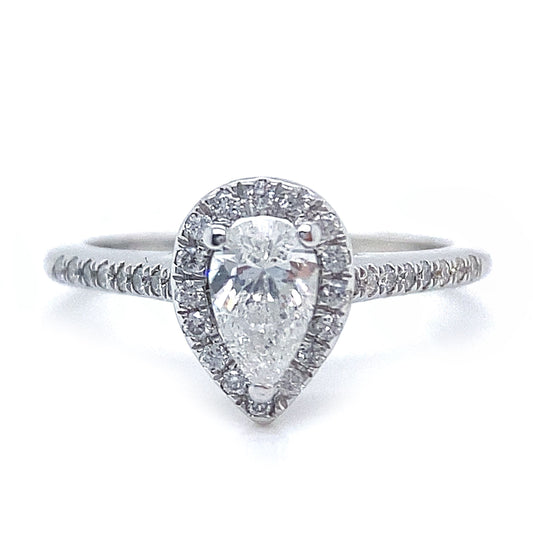 Pear Diamond Halo Ring