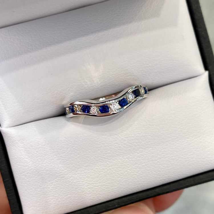 Sapphire & Diamond Curved Band by Birks